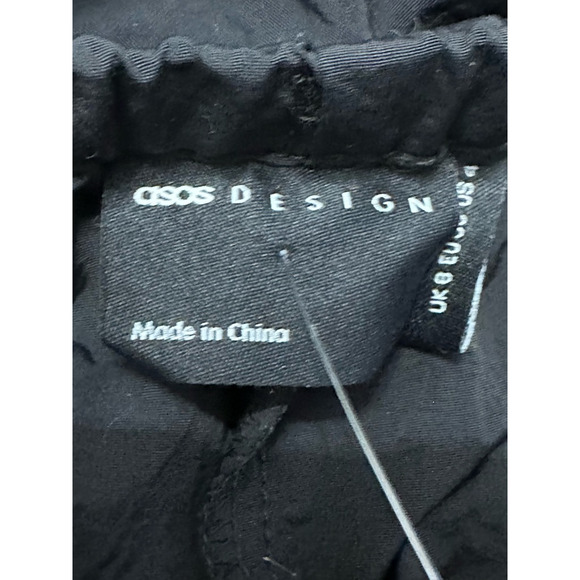 ASOS Wide Leg Pants High Rise Pull-On Style Bungee Cord Adjustable Black W 4 NWT - Picture 8 of 9